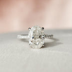 2.0 CT Oval Moissanite Pave Setting Engagement Ring