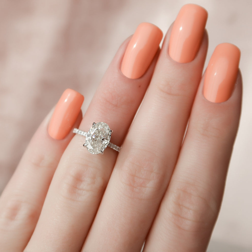 2.0 CT Oval Moissanite Pave Setting Engagement Ring