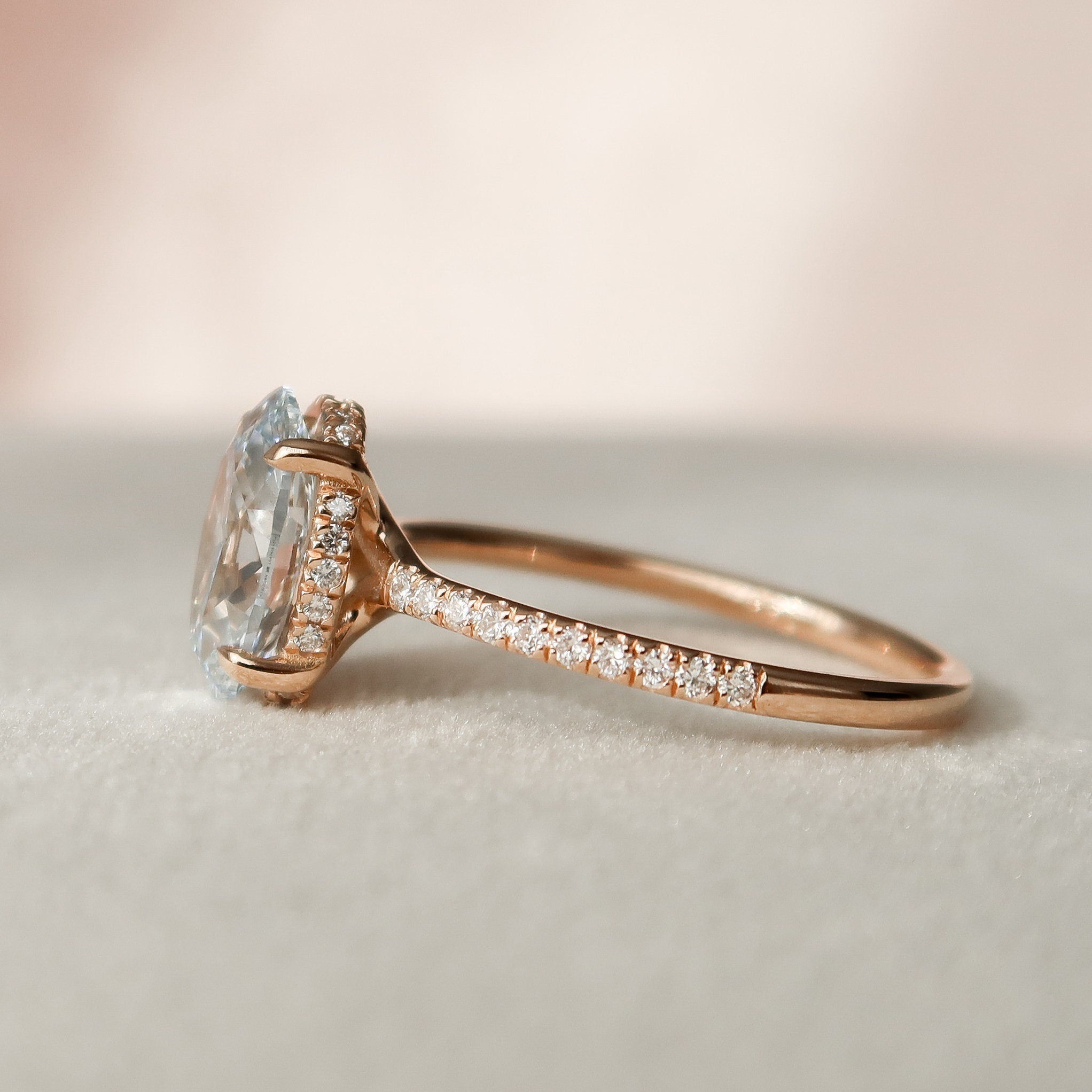 2.0 CT Oval Cut Moissanite Pave Engagement Ring