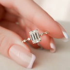 2.0 CT Emerald Moissanite Pave Style Engagement Ring