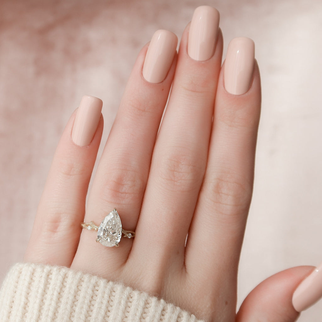 2.50 CT Pear Cut Nature Inspired Twig Style Moissanite Engagement Ring