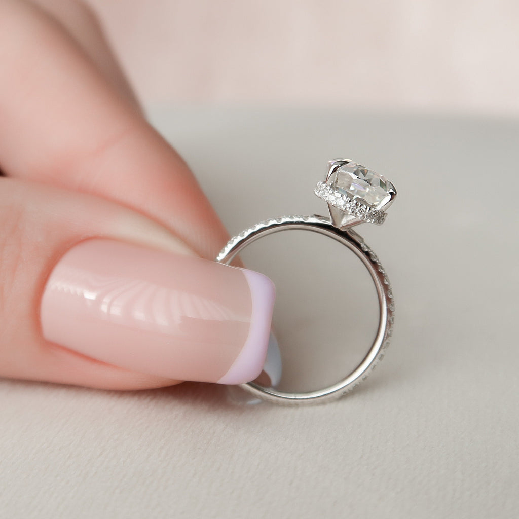 2.50 CT Oval Moissanite Pave Setting Engagement Ring
