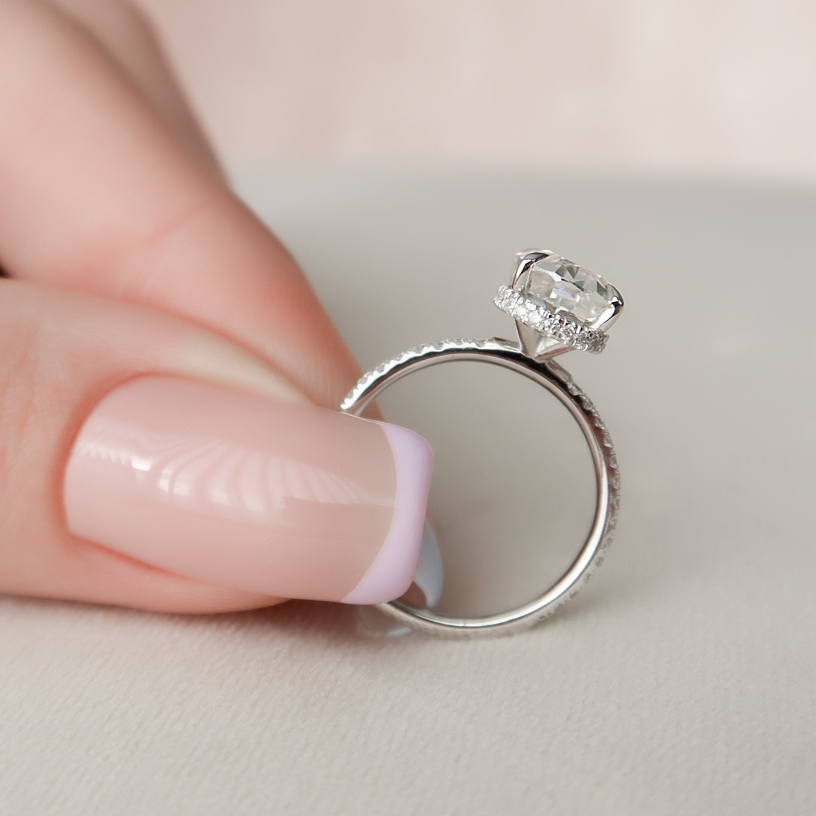 2.50 CT Oval Moissanite Pave Setting Engagement Ring