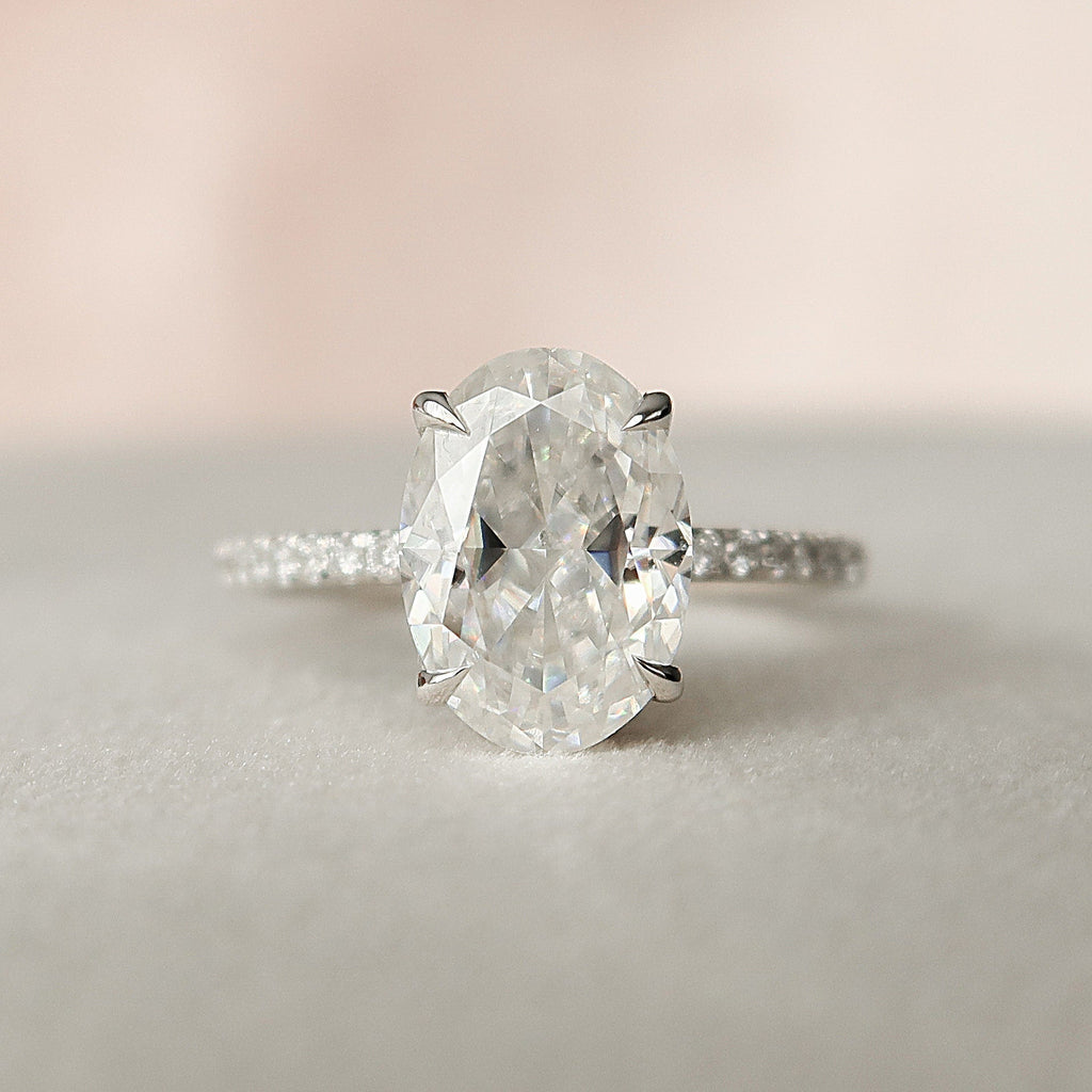 2.50 CT Oval Moissanite Pave Setting Engagement Ring