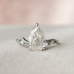 1.50 CT Pear Moissanite Nature Inspired Engagement Ring