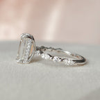 3.0 CT Emerald Moissanite Pave Setting Engagement Ring