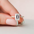 3.0 CT Emerald Moissanite Pave Setting Engagement Ring
