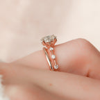 1.0CT Oval Cut Moissanite Dainty Bridal Ring Set