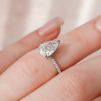 1.50 - 3.50 CT Pear Cut Moissanite Pave Engagement Ring