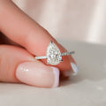 1.50 CT Pear Moissanite Pave Setting Engagement Ring