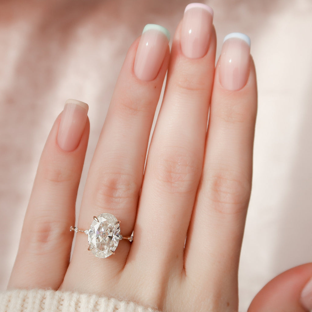 5.0 CT Oval Cut Moissanite Dainty Style Engagement Ring