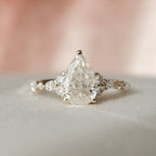 1.50 CT Pear Shaped Moissanite Cluster Engagement Ring