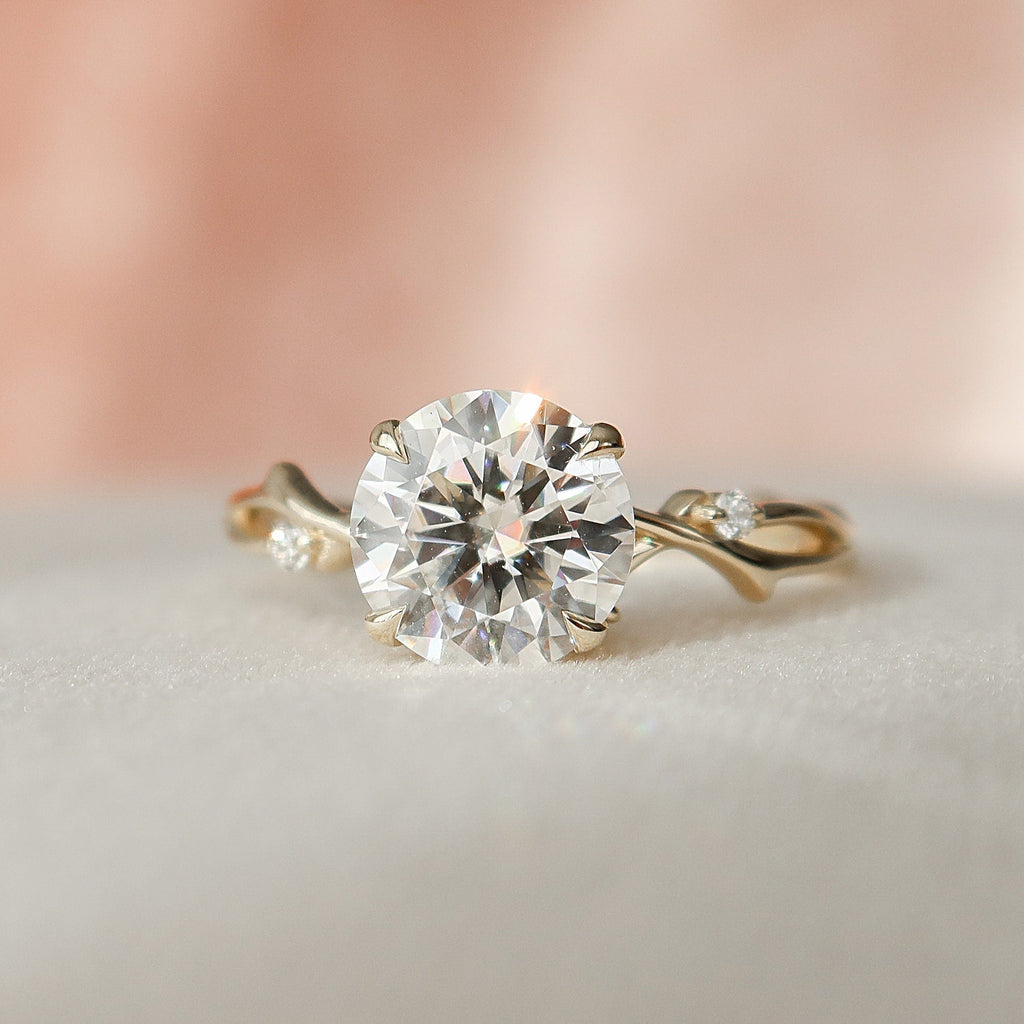 2.0 CT Round Cut Moissanite Nature Inspired Engagement Ring