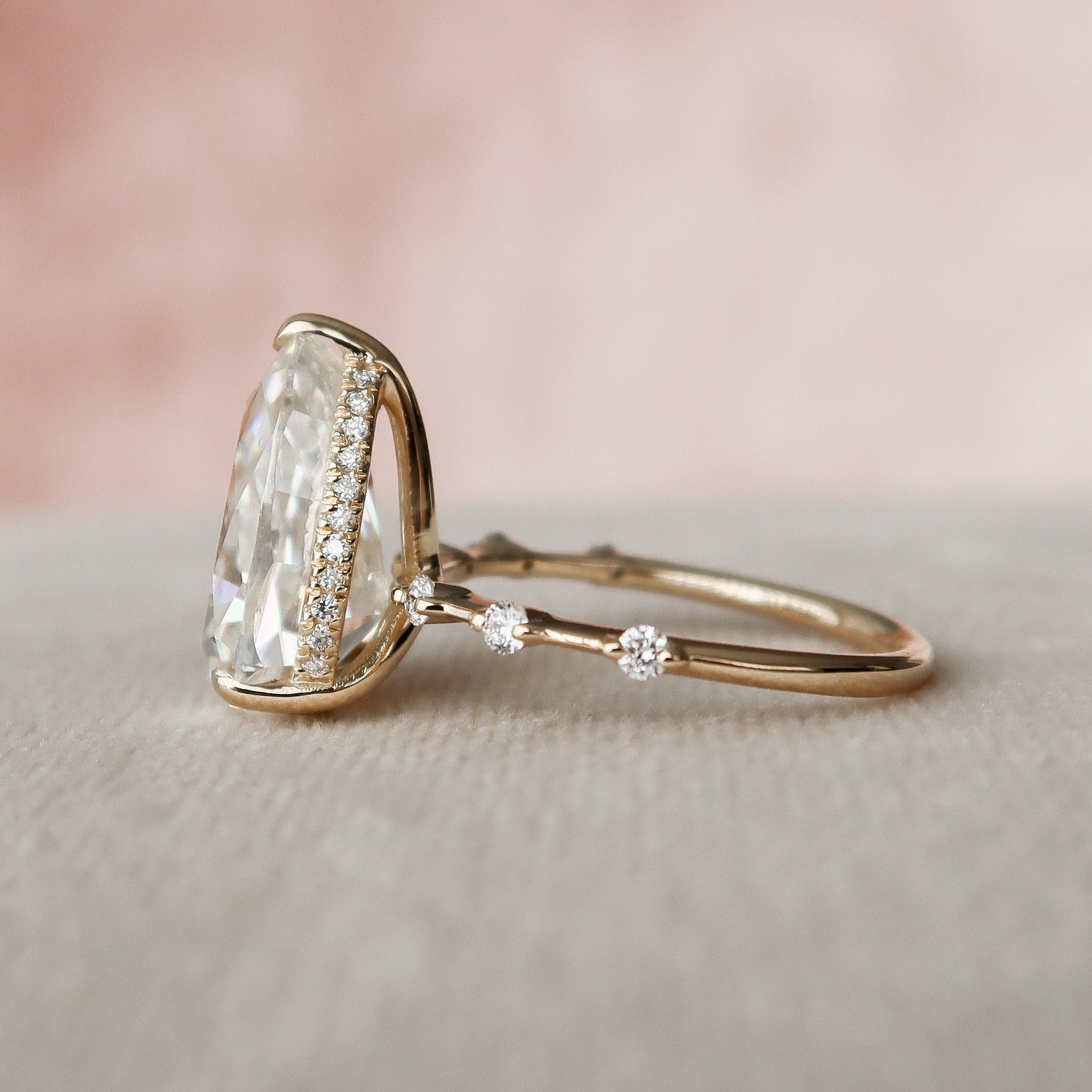 3.50 CT Pear Moissanite Hidden Halo Style Engagement Ring