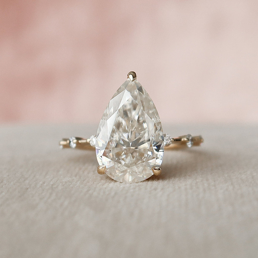 3.50 CT Pear Moissanite Hidden Halo Style Engagement Ring