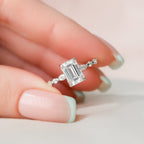 2.0 CT Emerald Moissanite Pave Setting Engagement Ring