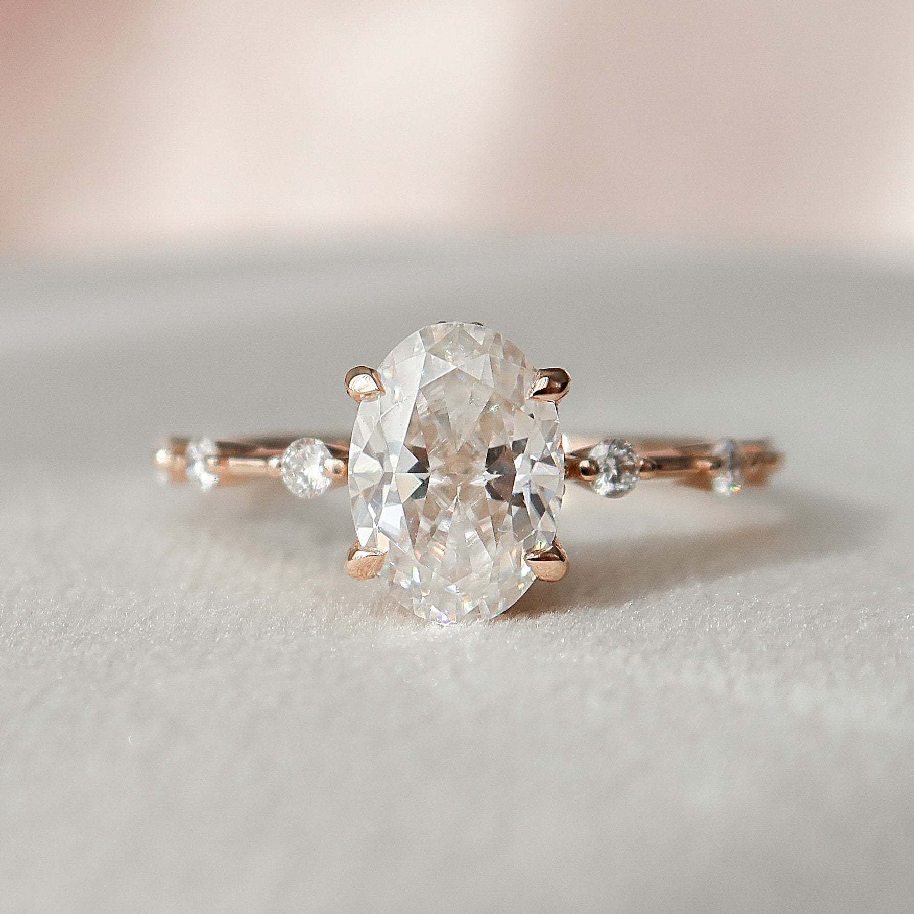 1.50 - 3.50 CT Oval Cut Dainty Moissanite Engagement Ring
