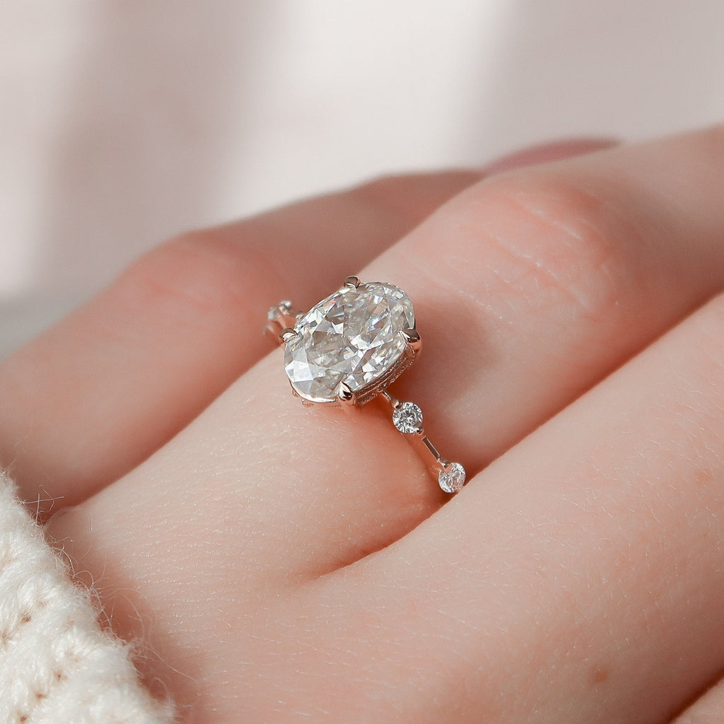 1.50 - 3.50 CT Oval Cut Dainty Moissanite Engagement Ring