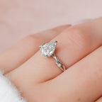 1.0 CT Pear Cut Twig Nature Inspired Moissanite Engagement Ring