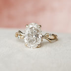 2.0 CT Oval Cut Moissanite Nature Inspired Engagement Ring