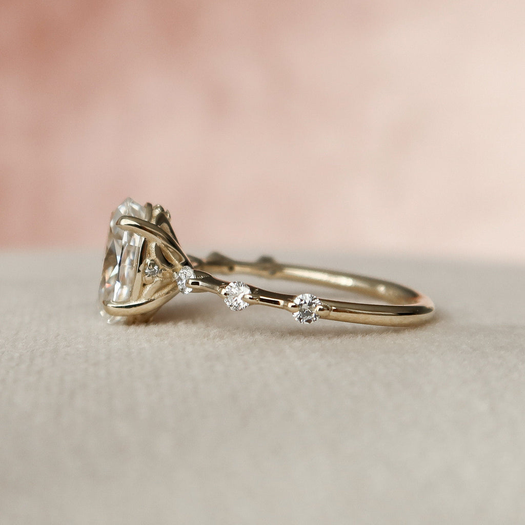 1.50 - 3.50 CT Oval Cut Dainty Moissanite Engagement Ring