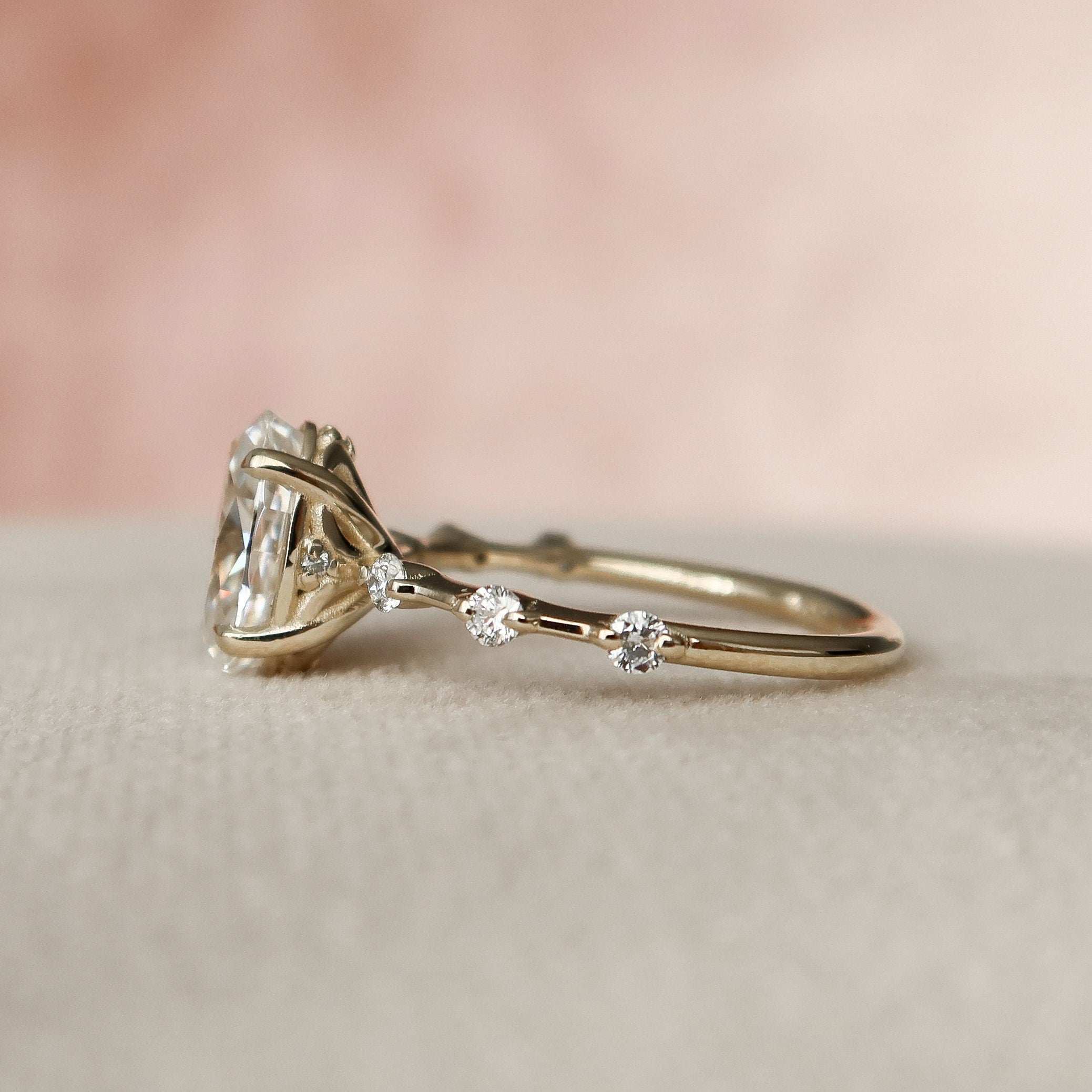1.50 - 3.50 CT Oval Cut Dainty Moissanite Engagement Ring