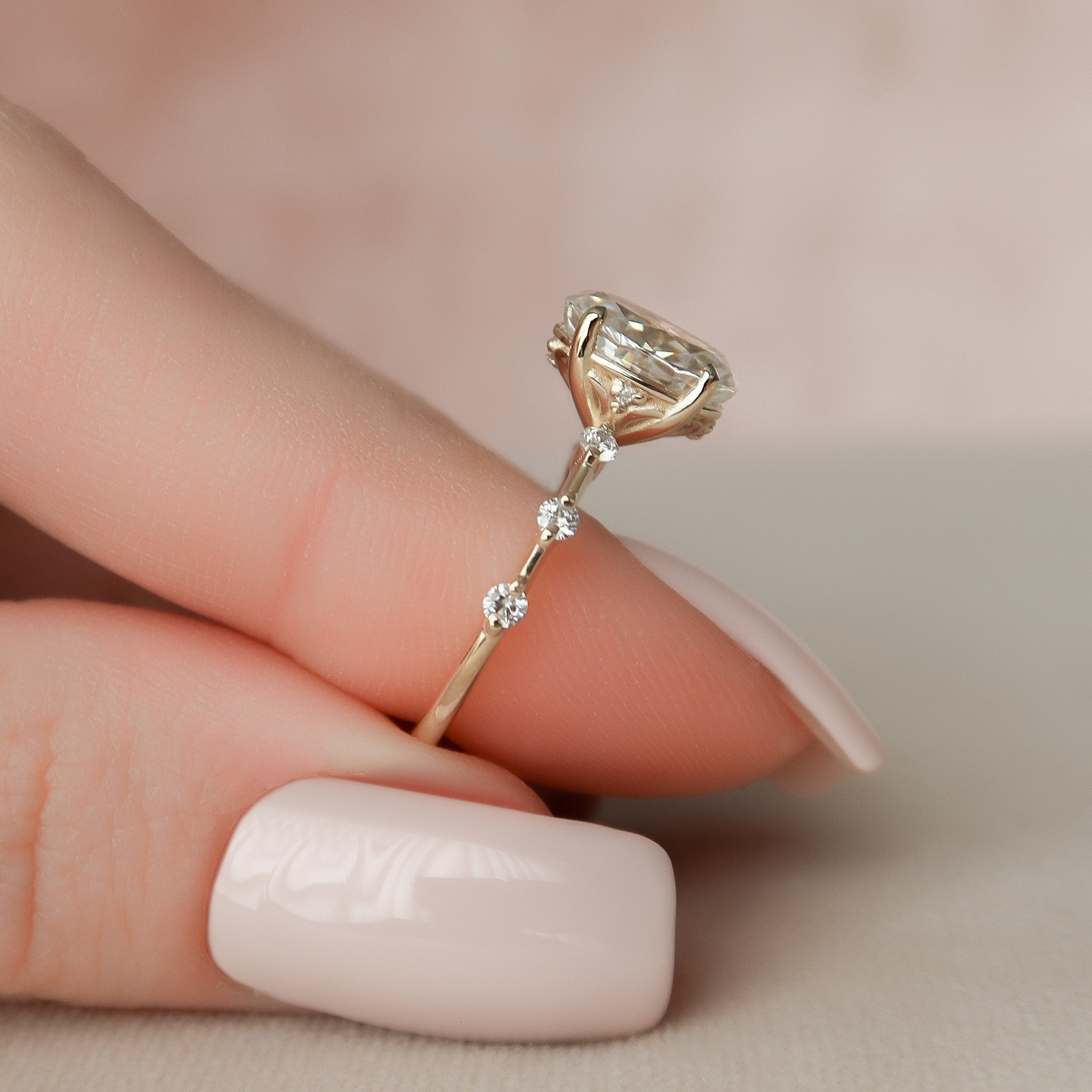 1.50 - 3.50 CT Oval Cut Dainty Moissanite Engagement Ring