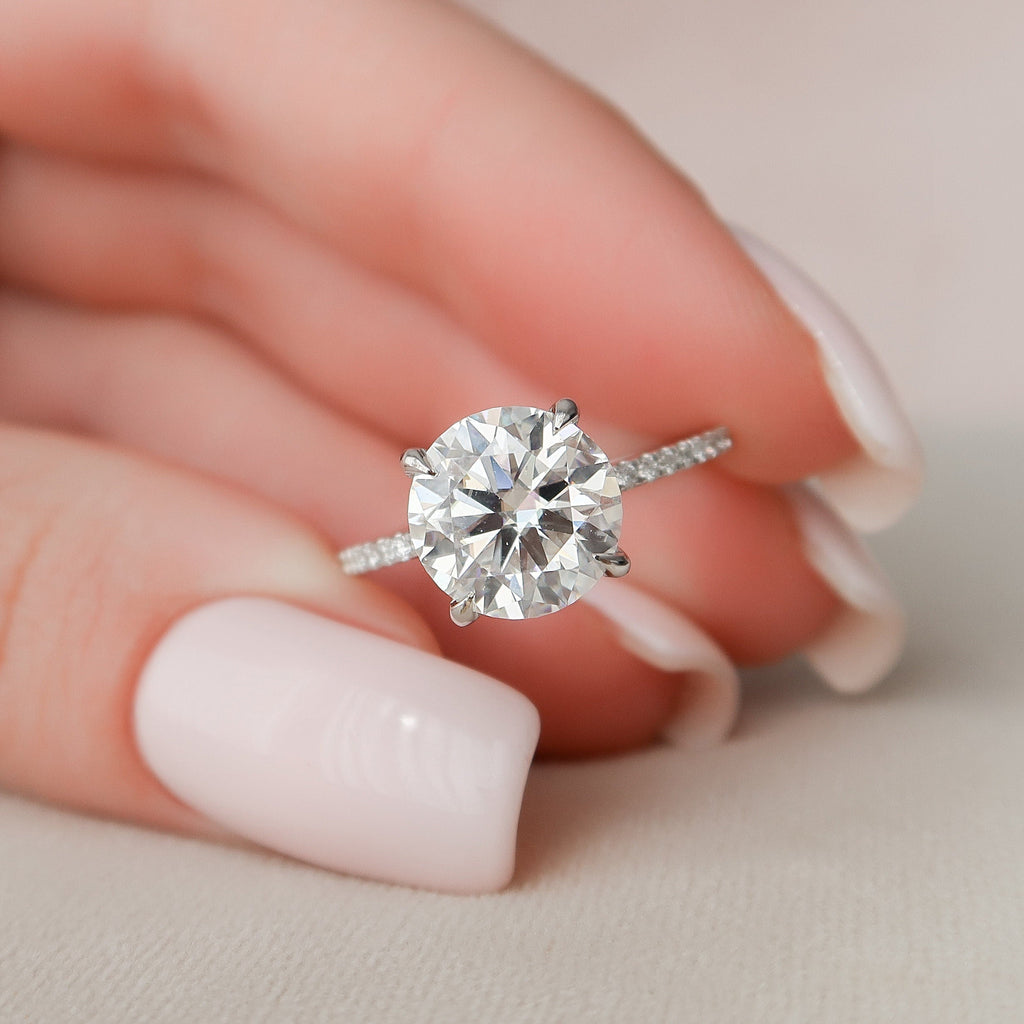 2.50 CT Round Moissanite Hidden Halo Engagement Ring