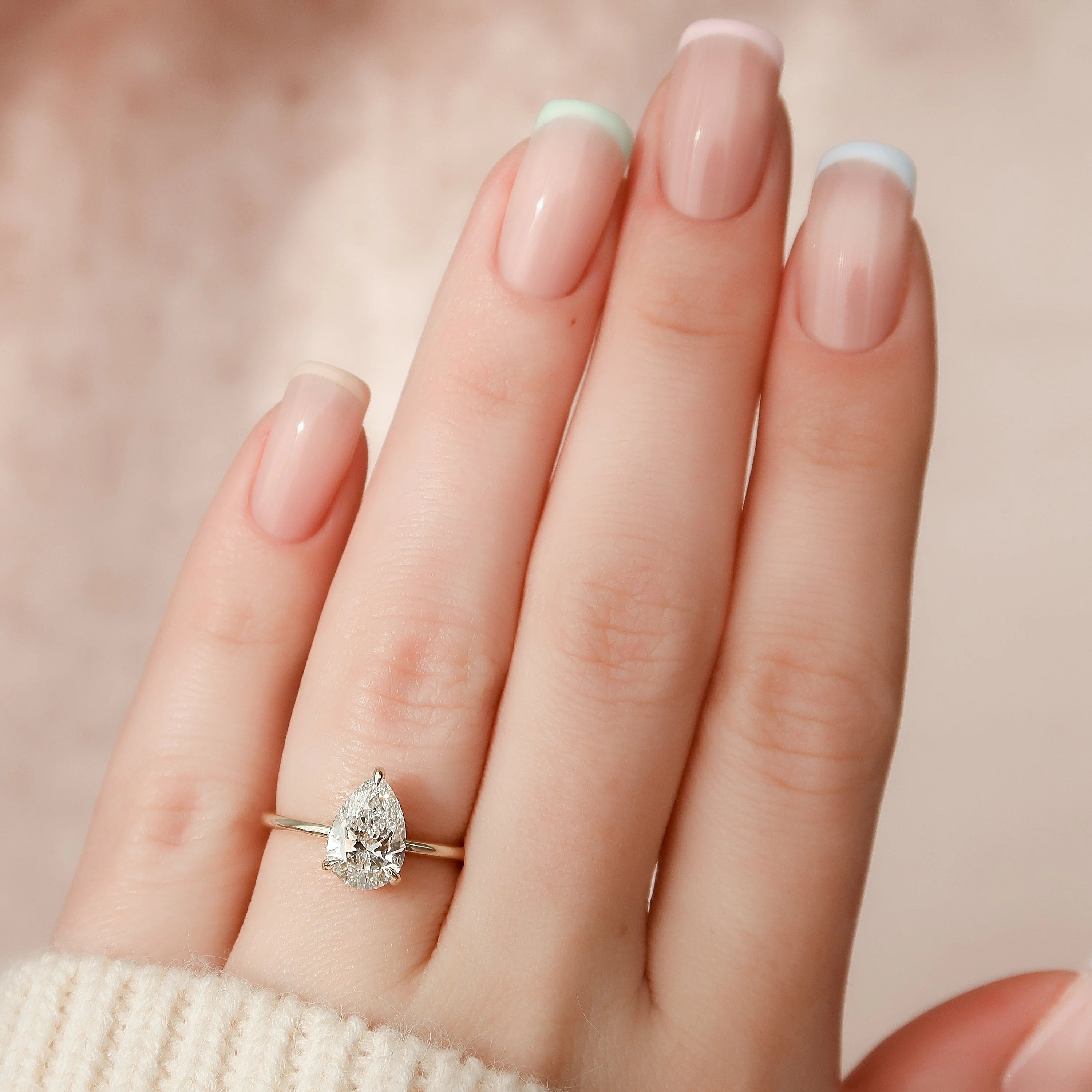 1.50CT Pear Cut Moissanite Solitaire Bridal Ring Set