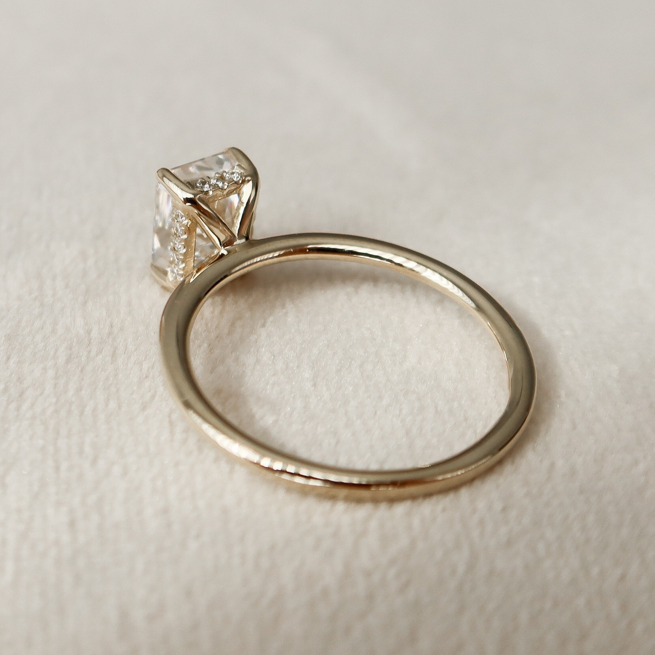 1.50 CT Radiant Cut Moissanite Hidden Halo Engagement Ring