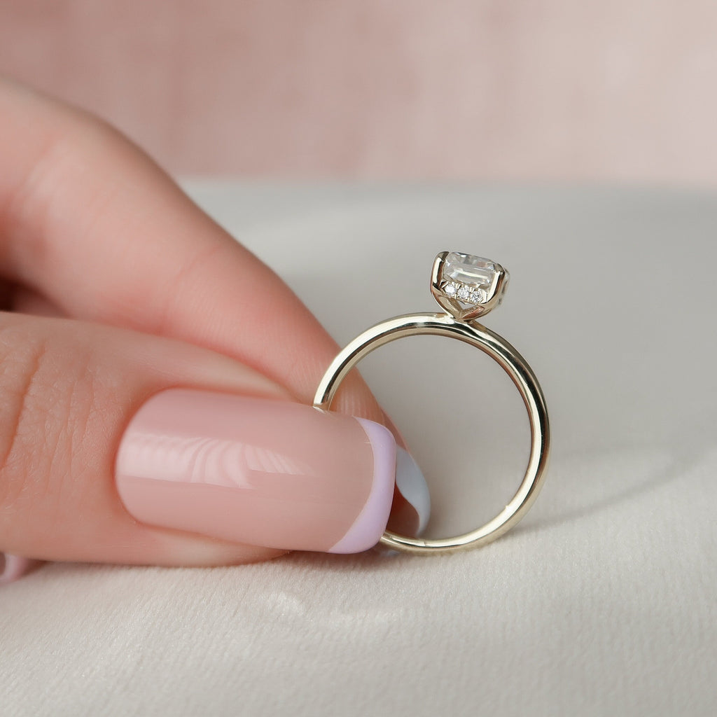 1.50 CT Radiant Cut Moissanite Hidden Halo Engagement Ring