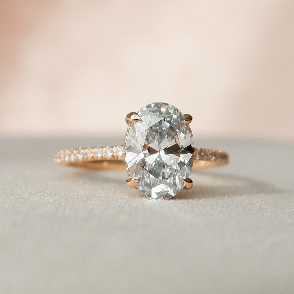 2.0 CT Oval Cut Moissanite Pave Engagement Ring