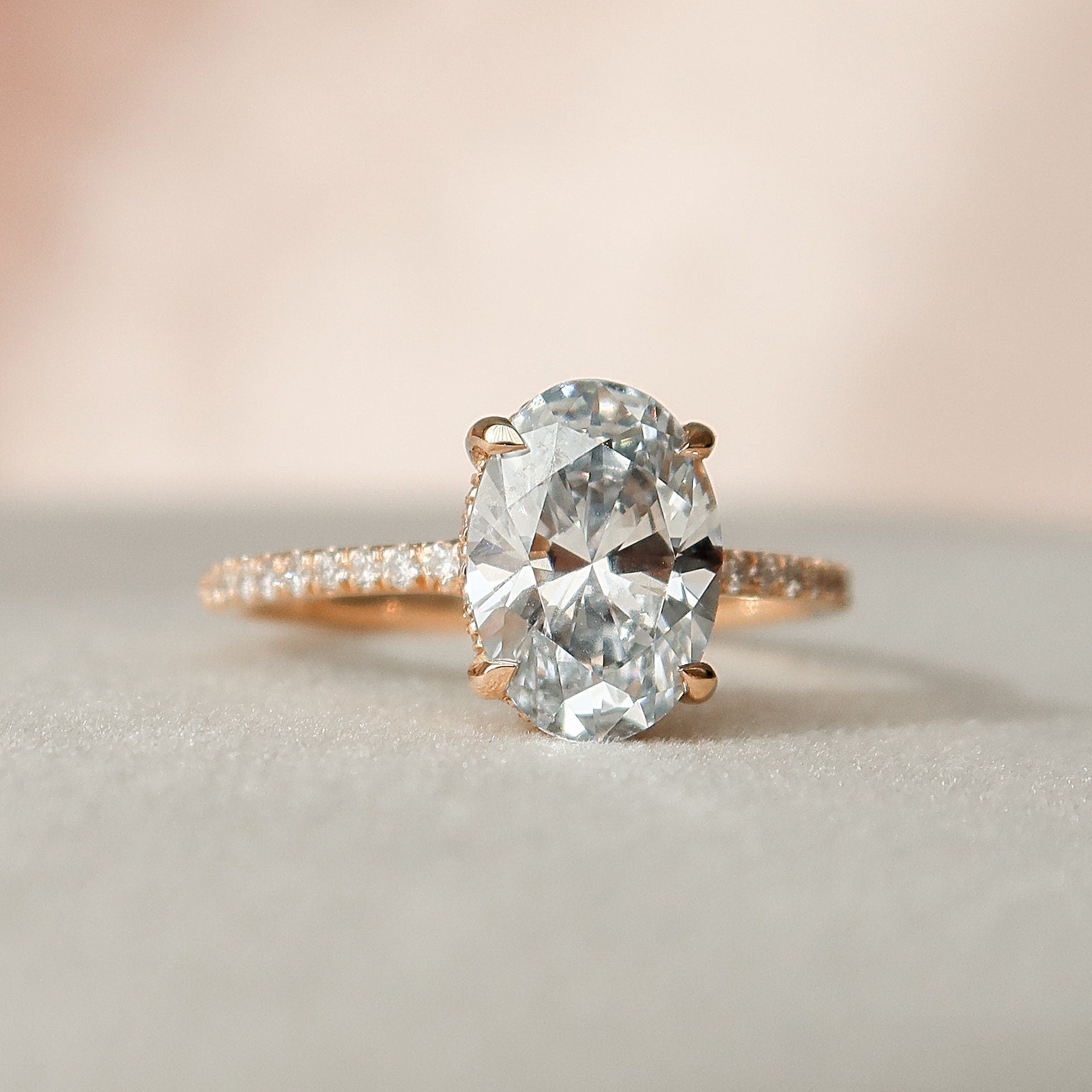 2.0 CT Oval Cut Moissanite Pave Engagement Ring