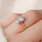 2.0 CT Oval Cut Moissanite Pave Engagement Ring