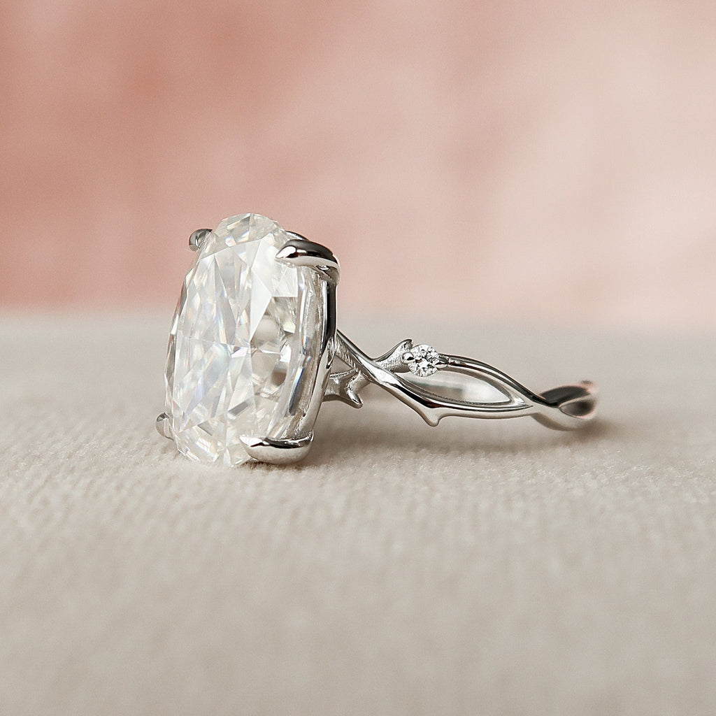 3.50 CT Oval Cut Moissanite Nature Inspired Twig Style Engagement Ring
