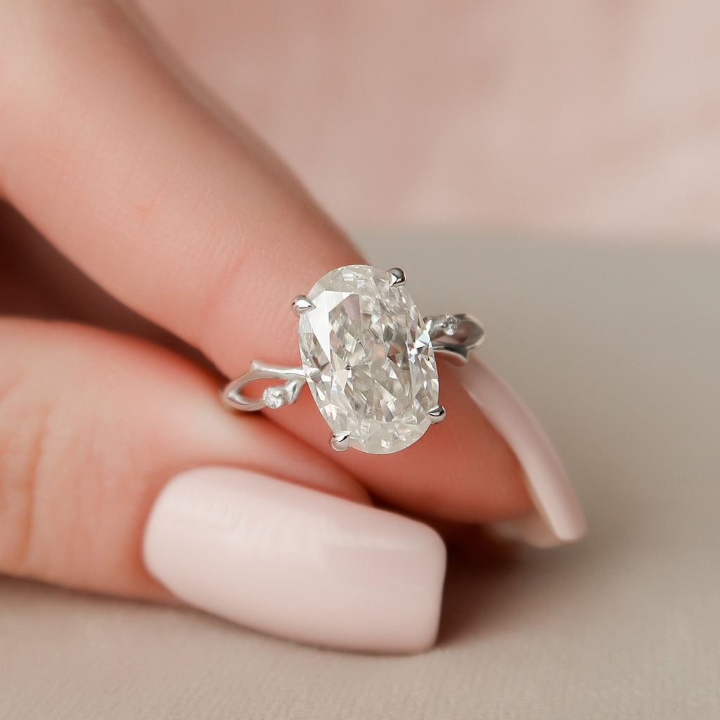 3.50 CT Oval Cut Moissanite Nature Inspired Twig Style Engagement Ring