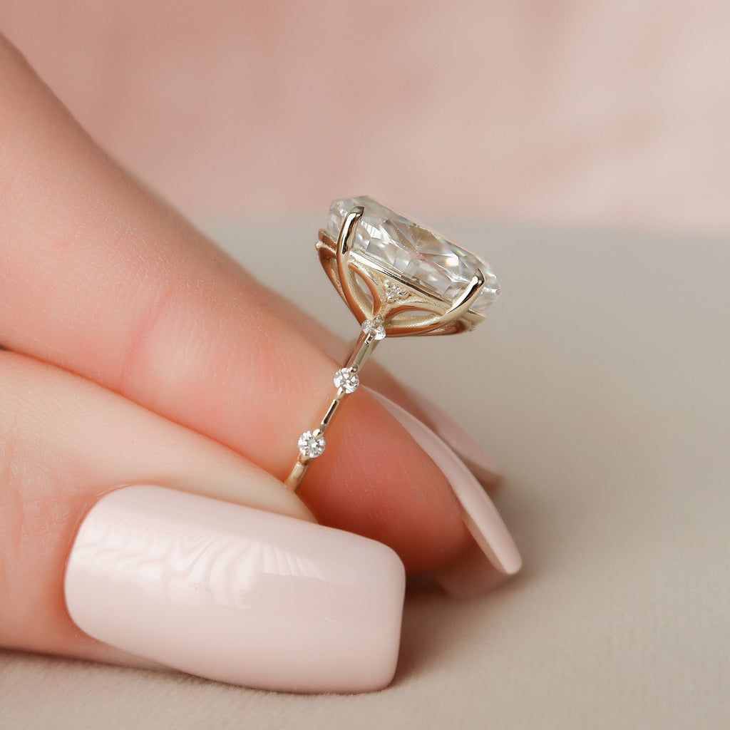 4.50 CT Oval Moissanite Dainty Style Engagement Ring