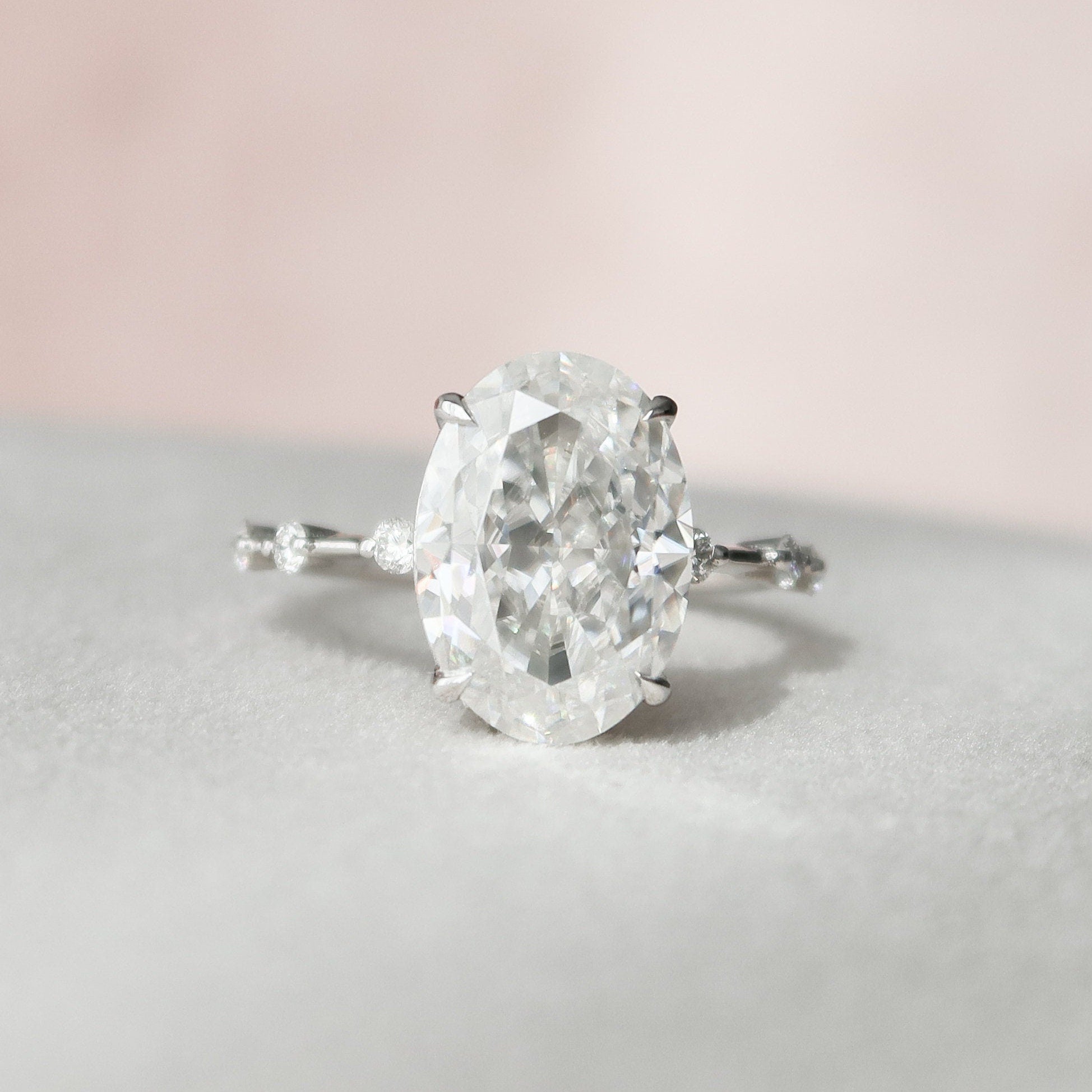 4.50 CT Oval Moissanite Dainty Style Engagement Ring