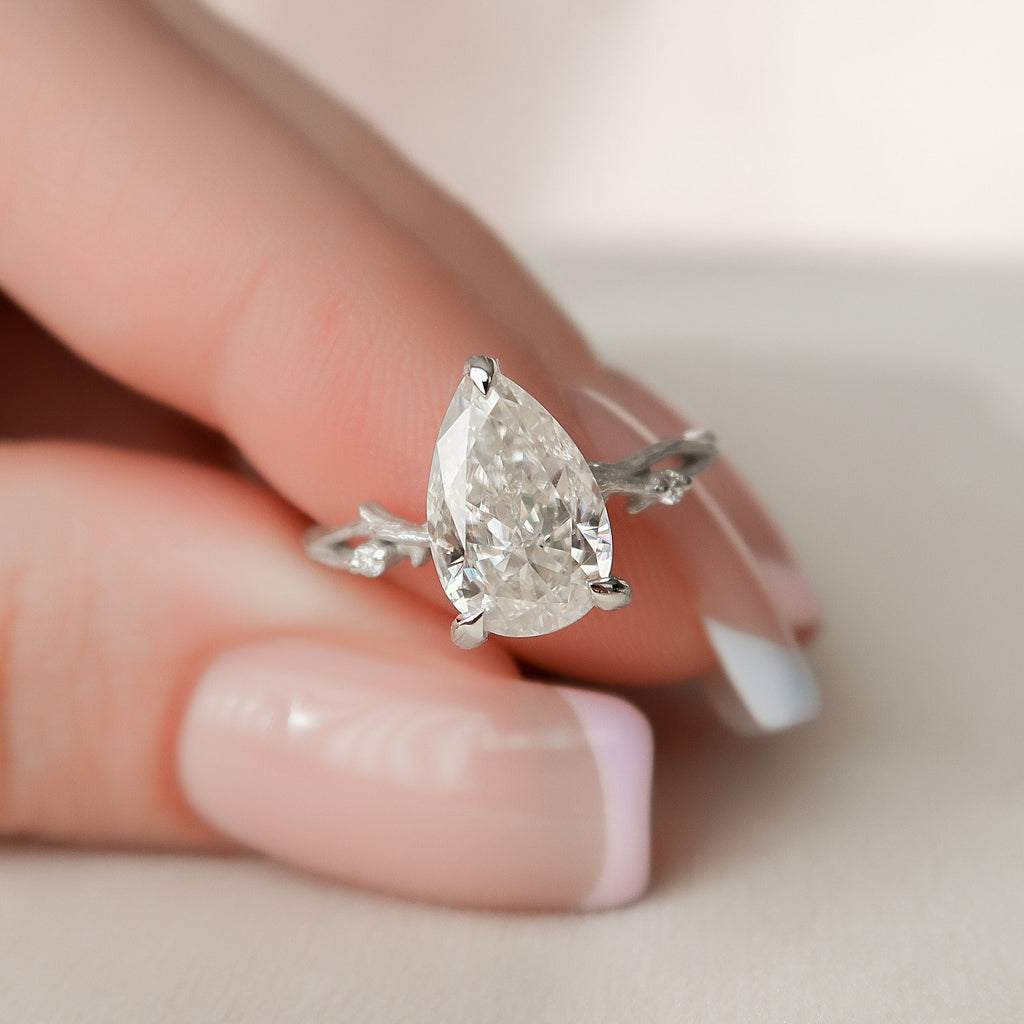 2.0 CT Pear Moissanite Nature Inspired Twig Style Engagement Ring