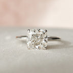 2.0 CT Cushion Cut Moissanite Hidden Halo Engagement Ring