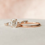 1.0CT Oval Cut Moissanite Dainty Bridal Ring Set