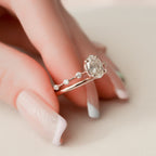 1.0CT Oval Cut Moissanite Dainty Bridal Ring Set