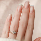 1.0CT Oval Cut Moissanite Dainty Bridal Ring Set