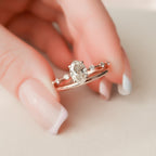 1.0CT Oval Cut Moissanite Dainty Bridal Ring Set