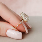 3.50 CT Pear Moissanite Hidden Halo Style Engagement Ring