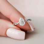 1.0 CT Pear Cut Twig Nature Inspired Moissanite Engagement Ring