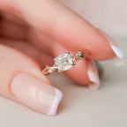 1.0 CT Cushion Cut Nature Inspired Moissanite Engagement Ring