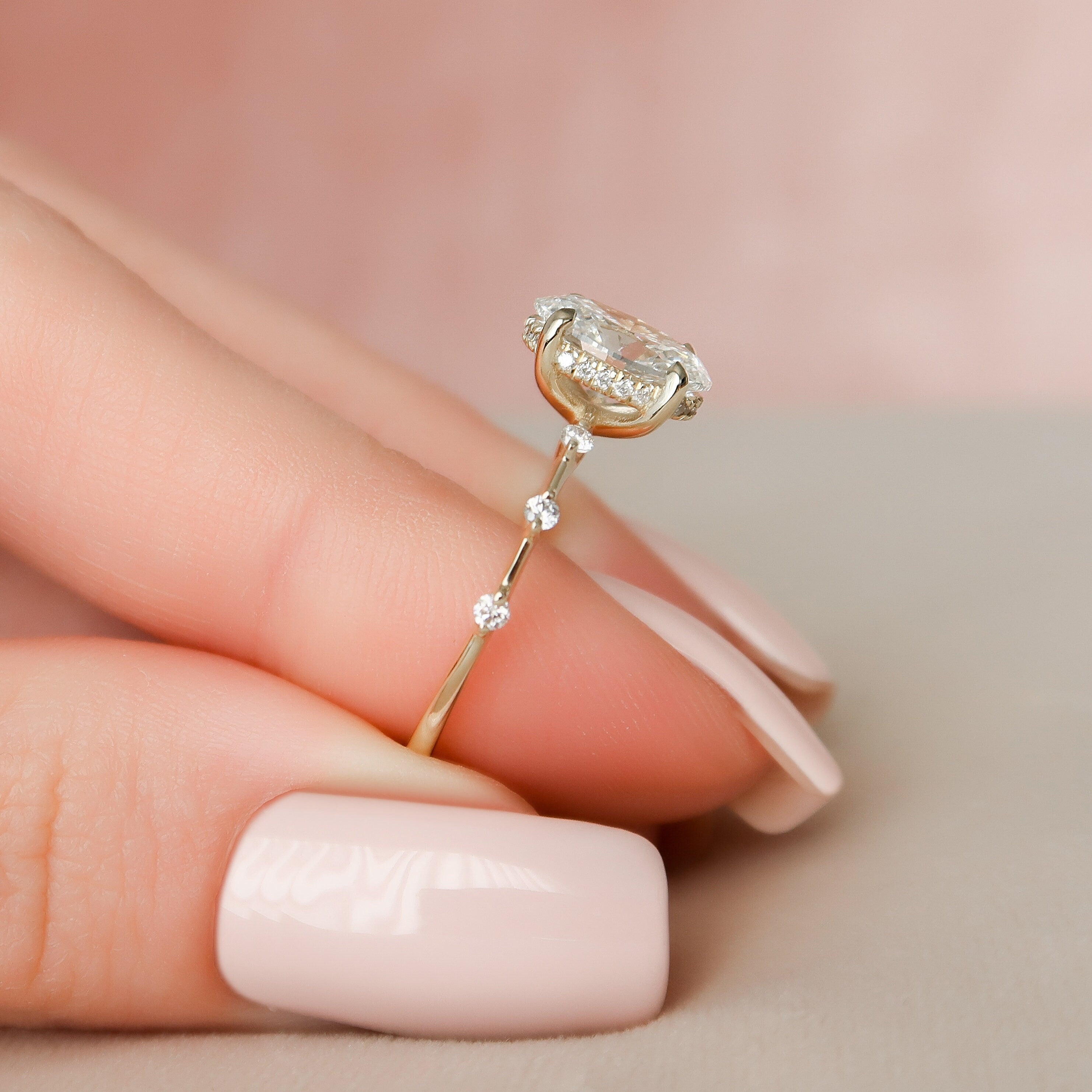 1.50CT Oval Cut Moissanite Dainty Bridal Ring Set