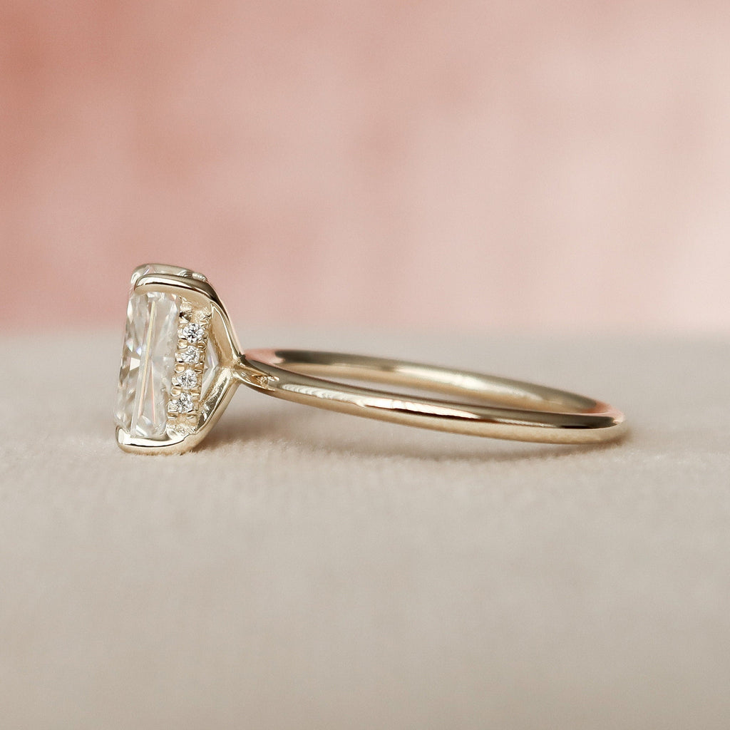 2.0 CT Radiant Moissanite Hidden Halo Engagement Ring
