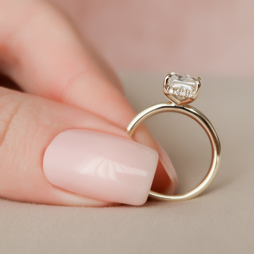 2.0 CT Radiant Moissanite Hidden Halo Engagement Ring